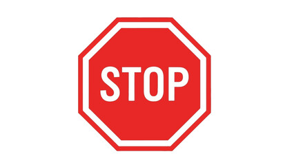 An isolated red octagon stop sign vector illustration on a white background serves as a traffic road signal symbol for safety and caution in driving law