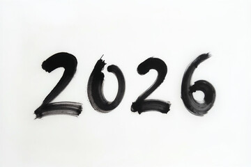 Minimalist Happy New Year 2026 with Japanese Ink Brush Style