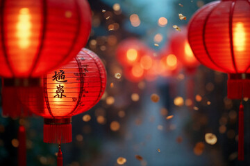 Happy New Year 2026 Celebration with Asian Lanterns and Red Gold Theme
