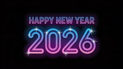 New Year 2026 Graphic with Bold Gradient Typography and Neon-Style Numbers