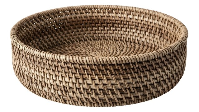 Handwoven Rattan Basket Artisanal Craft Isolated PNG