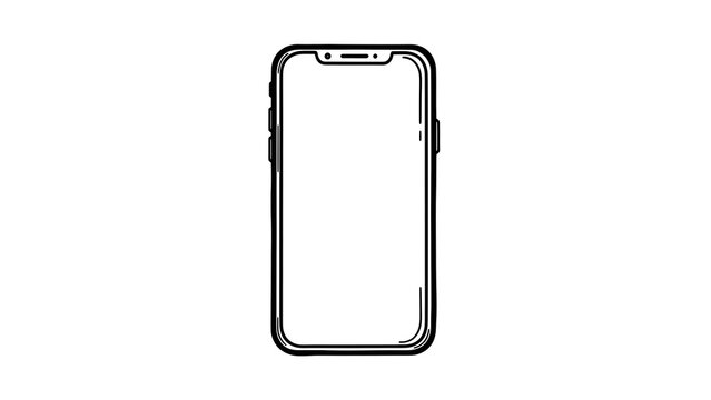 A line drawing of a smartphone with rounded edges and a small notch