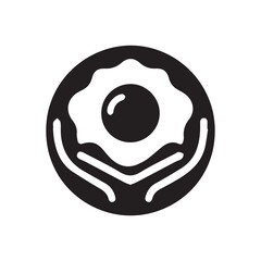 Fried egg food logo on white background