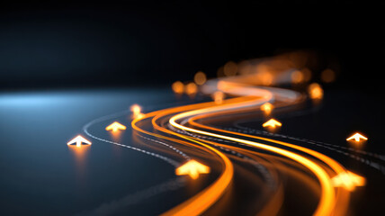 business roadmap whisk stirring floating arrow icons upward, symbolizing progress