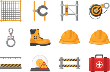 Construction Safety Equipment and Tools Collection.