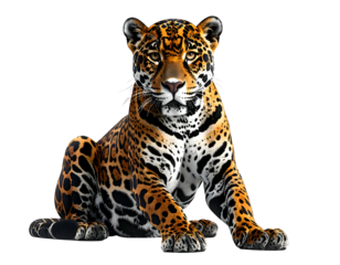 Majestic feline with distinctive spotted coat sits regally