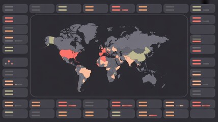 Interactive world map user interface displaying global data and statistical information