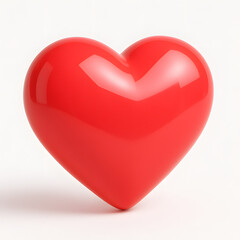 Vibrant Glossy Red 3D Heart Symbol on Clean White Background