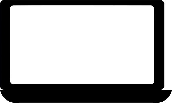 Minimalist Black and White Laptop Icon: Empty Screen for Displaying Technology and Computing Concepts