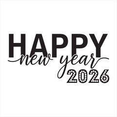 Happy New Year 2026 Lettering Text