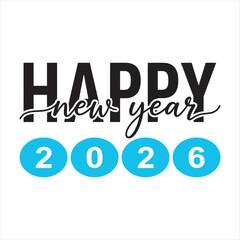 Happy New Year 2026 Lettering Text
