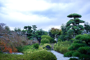 The  beautiful garden and traditional house at Japan.