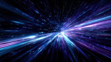 Naklejka premium Warp Speed Through the Cosmos: A mesmerizing visual of light streaks exploding through the vast, dark expanse, inviting viewers on a journey beyond the confines of reality.