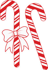 Obraz premium Candy cane and ribbon bow vector illustration