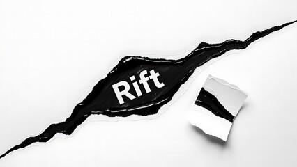 Torn Paper with Bold Rift Text on White Background