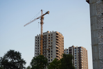 Tower cranes at the construction site