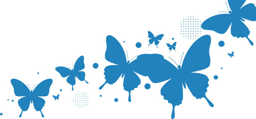 Blue butterfly silhouette decorative design element background illustration