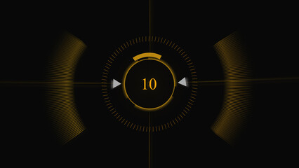 Futuristic Countdown Timer with Yellow and Orange Accents on Black Background technology digital.
