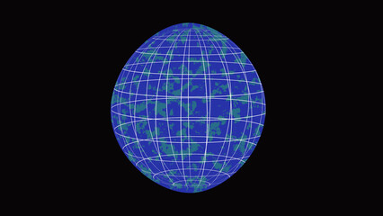 3D Globe With Grid Overlay And Textured Surface earth world.