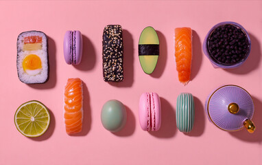 colored beads on a white background