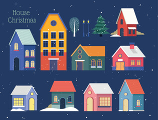 Naklejka premium Christmas element house and building backgrounds, illustrations and vectors.