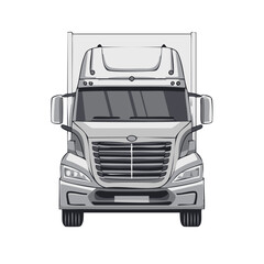 Semi Truck Head On Illustration Box Truck Commercial Vehicle Freight Transport Delivery Logistics Cargo Trucking Isolated