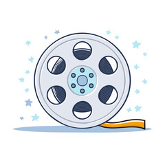 Fototapeta premium Cartoon Reel of Film with Stars Animation Industry Movie Production