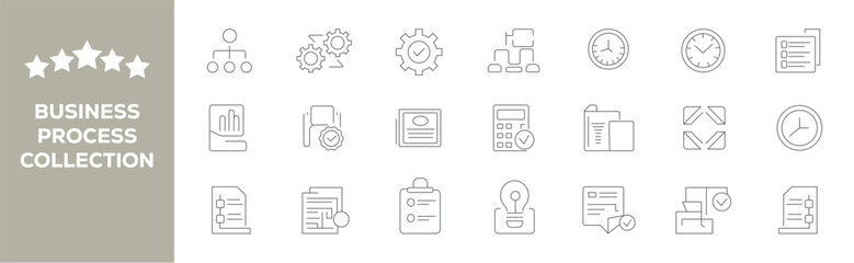 Business process icon set. Business process Project management set of web icons in line style. collection. Editable stroke. Vector illustration.