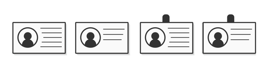 ID card icon set. Line and glyph ID card badge. Pass card identity.  Identity document vector. Pass card identity. Face ID card. Identification card, driver's license icon.