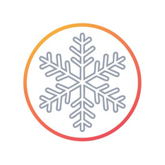 Outlined Snowflake Icon within a Gradient Circle Symbolizing Winter and Cold Weather Conditions