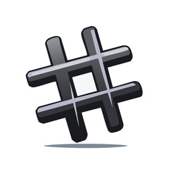 Obraz premium Metallic Gray Hash Symbol Graphic Design Element for Social Media Tagging