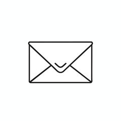A black outline of an envelope against a white background