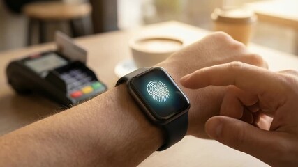 Fingerprint technology smartwatch enhances cyber privacy, protects user rights with secure biometric authentication for daily digital identification - Powered by Adobe