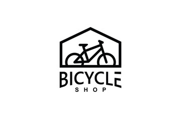 Bicycle shop logo design vector image, Monoline style logo