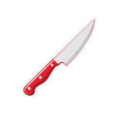 Obraz premium Red Handled Kitchen Knife Sharp Blade Cooking Tool Illustration