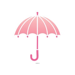 Pink Umbrella Icon Protection Rain Sunny Weather Shade Safety Summer Vector Graphic