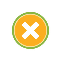 Obraz premium Orange Circle with White Cross Inside and Green Border Illustrating Cancellation