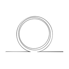 Minimalist line art of a circle rolling on a plane surface, creating a simple and elegant geometric design, clean abstract illustration
