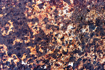 Close-Up Of Highly Weathered Rusty Metal With Jagged Edges And Rich Oxidation Textures