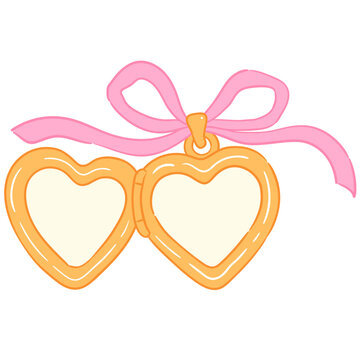 Heart Locket with Pink Ribbon Illustration