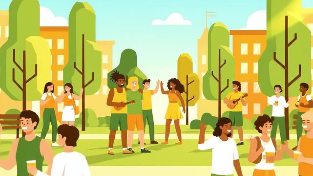 Diverse Friends Enjoying a Sunny Day in the Park Together