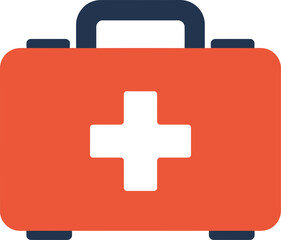 Obraz premium First aid kit vector illustration with red box and black cross for medical emergencies and health care