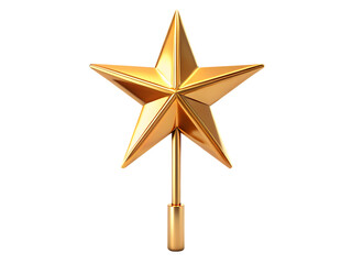 A Golden Star-Shaped Lightning Rod Stands Tall Against  isolated on white background  ,PNG. AI Generated