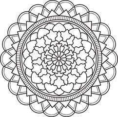 Mandala isolated on the white background. Template for coloring book page. Flower pattern style