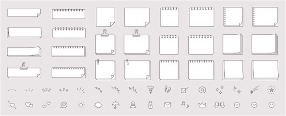 シンプルなフレームと飾りアイコンのイラストセット