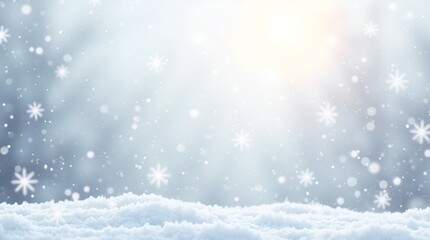 Fototapeta premium Snow nature landscape design with heavy falling snow, frosty crystal flecks, flat snowflake icons, clean transparent backdrop, seasonal winter feel