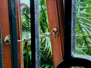 old wooden door with handle