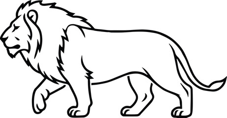 lion silhouette vector of wild animal with mane and raised paw in profile