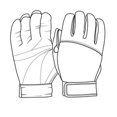 Line Art Illustration of Cricket Batting Gloves
