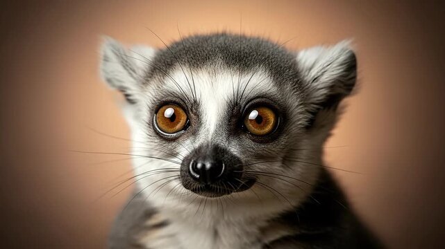Close-up Portrait of a Ring-tailed Lemur with Expressive Eyes.